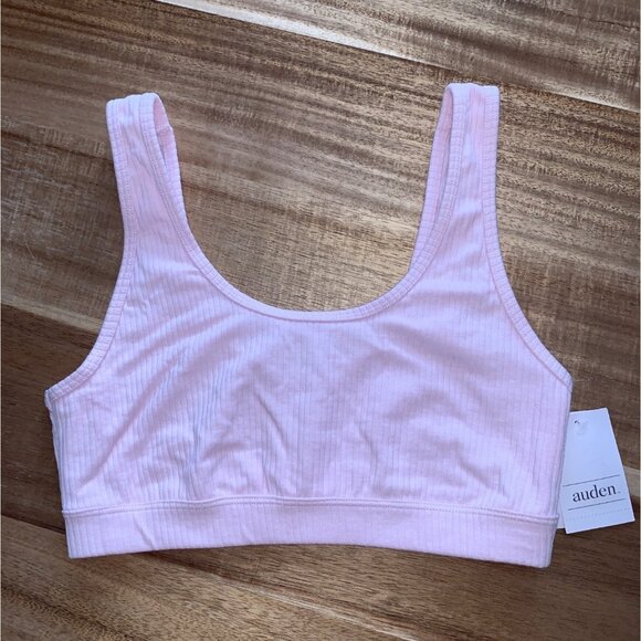 Auden Womens Pink Ribbed Scoop Neck Bralette Seamless Stretch Sports Bra Size XS - Picture 4 of 11